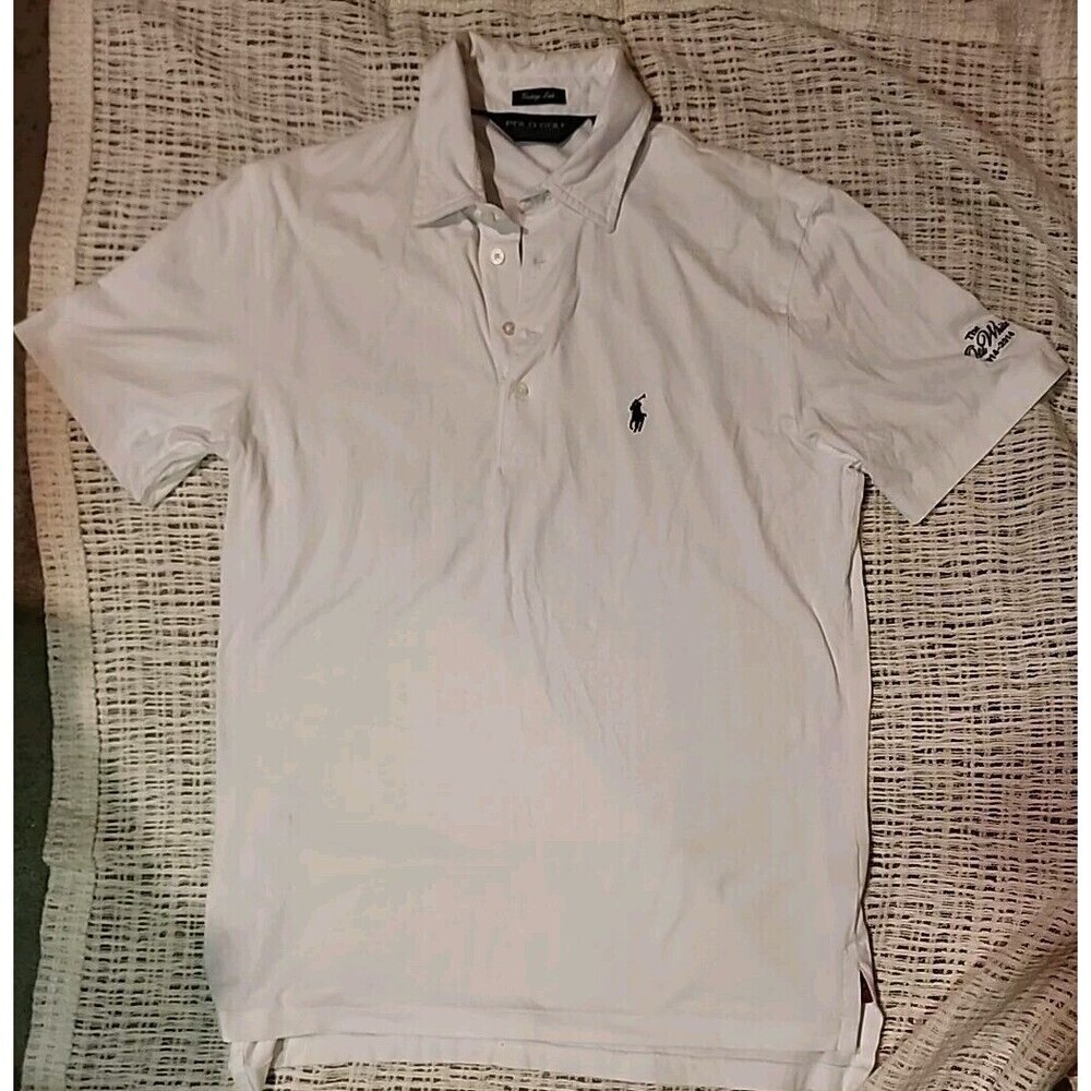 Vintage Polo Golf Ralph Lauren Short Sleeve White Polo Mens Sz L Pima Cotton